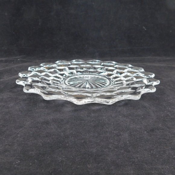 Set of 2 Fostoria American Clear 7 3/4" Glass Salad Plate Cube Diamond Pattern - Picture 9 of 9